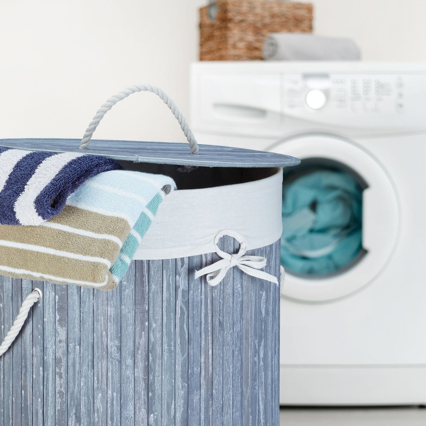 Panier de rangement - BambooLaundryBasket™ - Gris Clair - Rangement MAX
