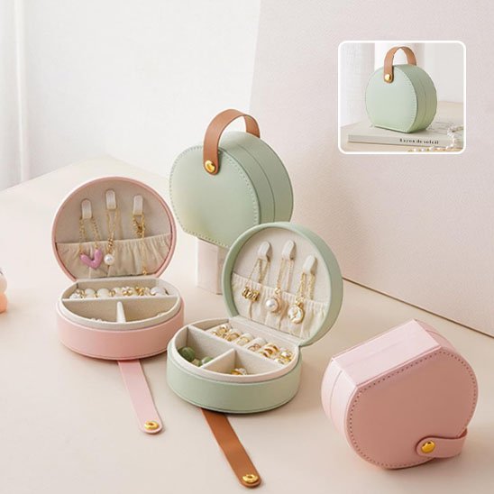 Boite à bijoux disponible en vert et rose pastèles