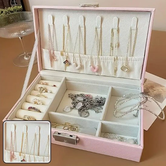 Boite à bijoux avec crochets pour suspendre les chaines