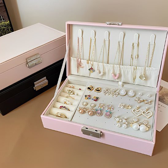 Boite à bijoux beaucoup de rangement pour boucles d'oreilles