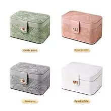 Boite à bijoux diponible en vert, rose, gris et blanc