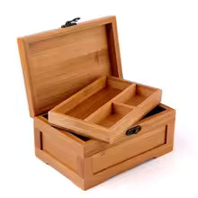 Boite à bijoux en bois de bambou multi-rangement