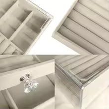 Boite a bijoux intérieur velour et poignée transparante