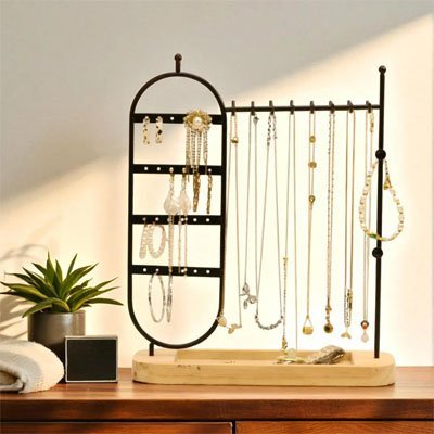 PORTE BIJOUX | ELEGANT PANNEAU VERTICAL OVALE ET BARRES HORIZONTALES - Rangement MAX