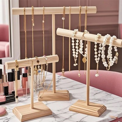 PORTE BIJOUX | EN BOIS NATUREL CLAIR - Rangement MAX